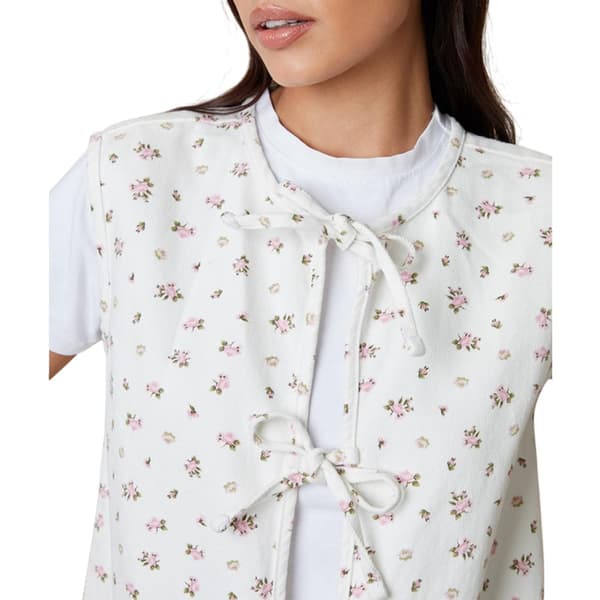 Threadbare Dam Blommig Ärmlös Topp med Knytning Fram