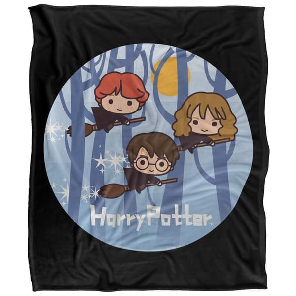 Harry Potter Flying On Broomsticks Chibi Group Blanket