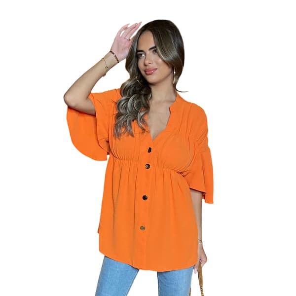 AX Paris Dam/Dam Ruched V-ringad Smocktopp