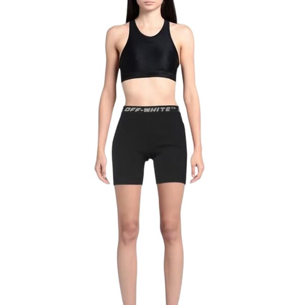 Off White Dam/Dam Logotyp Ribbade Smala Shorts