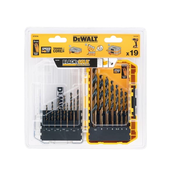 DeWALT Power Tools Dt70728 Sort&guld Hss-borsæt, 19 dele