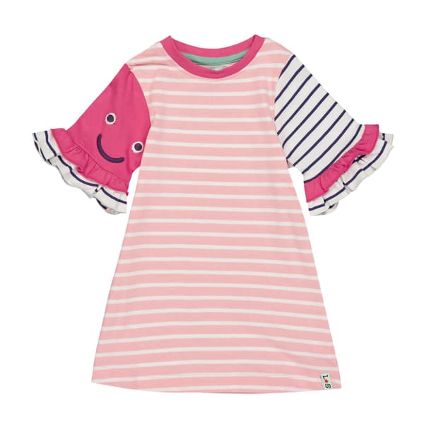 Lilly & Sid Girls Horizontal Stripe Regular Ruffle Dress