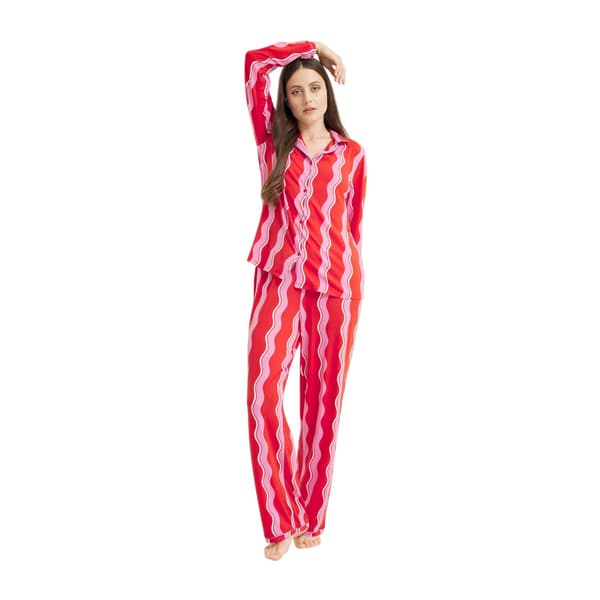Urban Threads Dam/Kvinnor Squiggle Lång Pyjamas Set