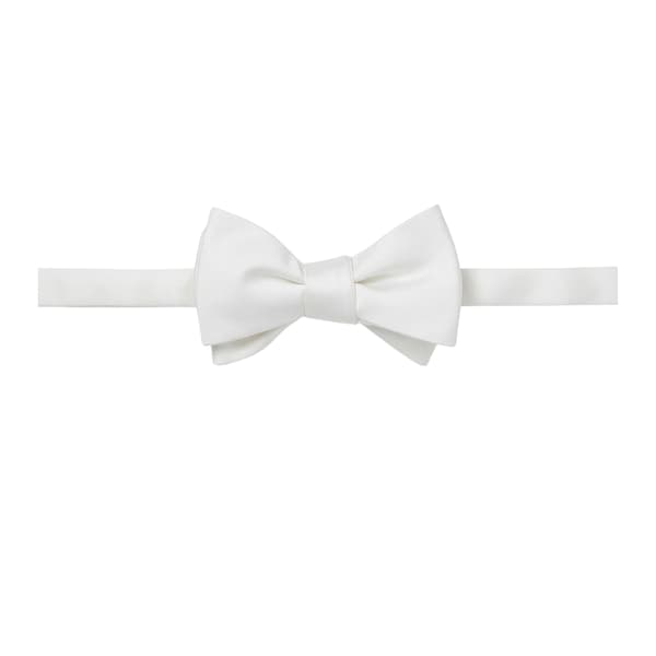 Off White Enfärgad Formell Fluga i Satin