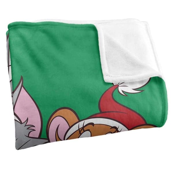 Tom and Jerry Santa Hat Blanket