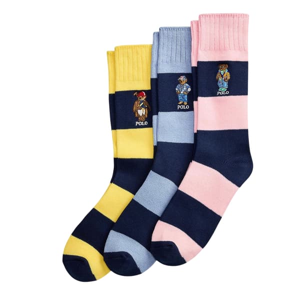 Ralph Lauren Herr Ribbade Crewstrumpor (3-pack)