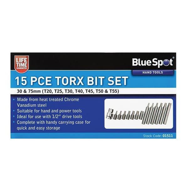 Bluespot Tools Torx Bit Set, 15 delar