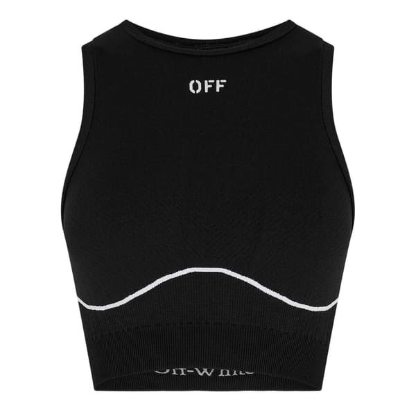 Off White Sömlös Croppad Topp för Dam