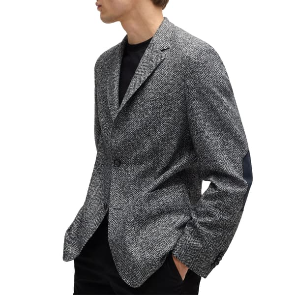 Boss Mens Herringbone Lapel Collar Blazer