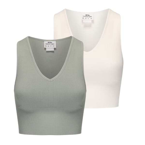 Slazenger Dam V-ringad Slim Croppad Topp (2-pack)