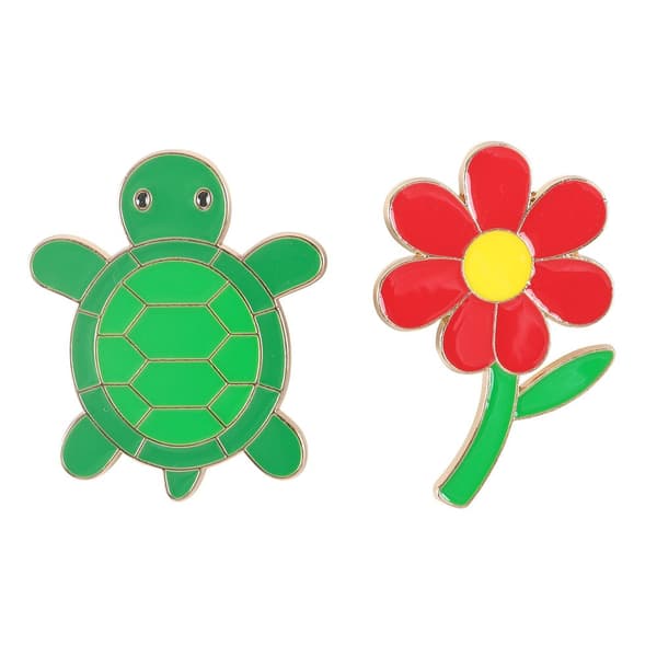 Something Different Turtle And Flower Badge Set