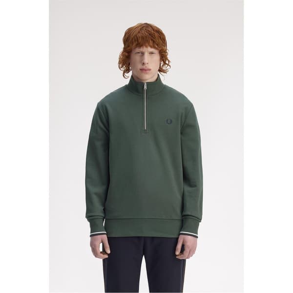 Fred Perry Mens Logo Half Zip Sweatshirt