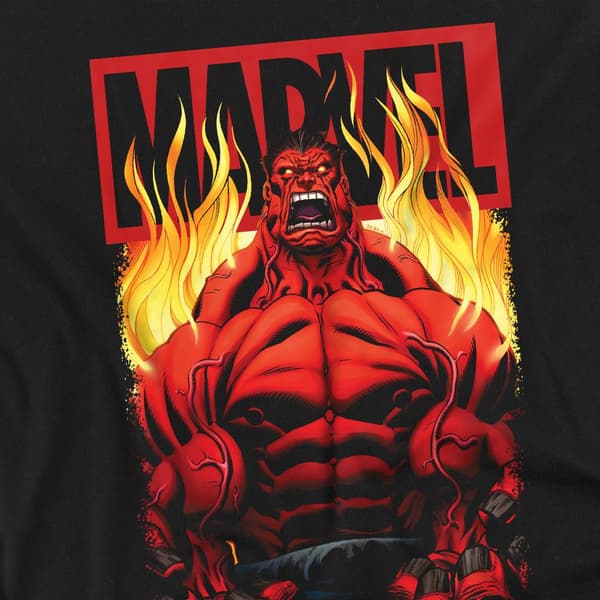 Marvel Herr Röd Hulk Eld T-shirt