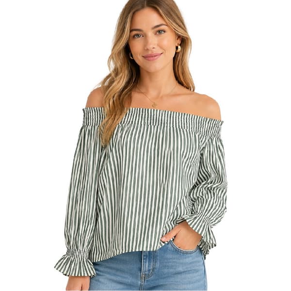 Vero Moda Dam Randig Avslappnad Off-Shoulder Blus