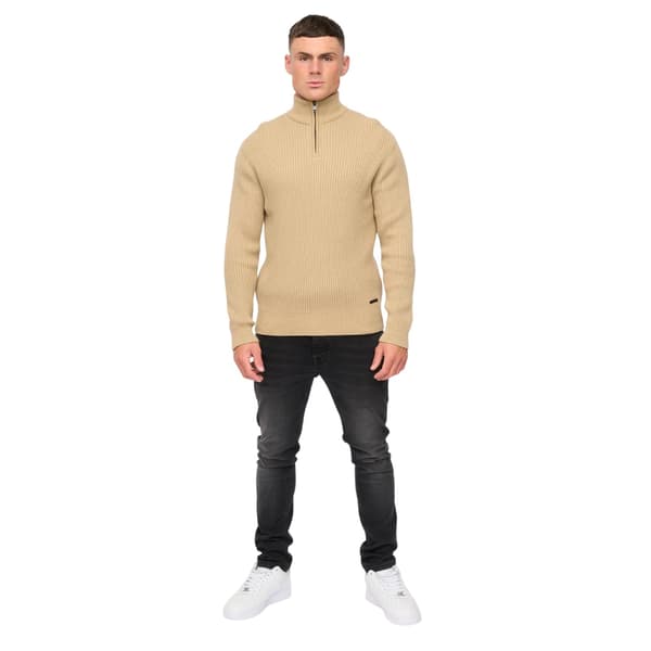 Crosshatch Mens Havaline Knitted Quarter Zip Pullover