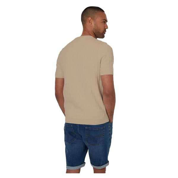 Threadbare Mens Cable Knit Crew Neck T-Shirt