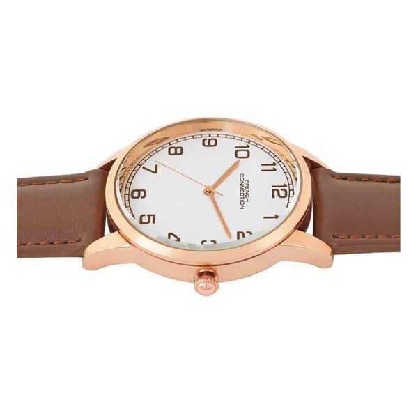 French Connection Herrklocka i läder med analog display