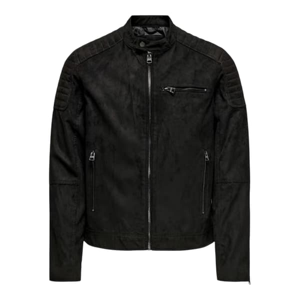 Only Mens Plain Zip Pocket Biker Jacket