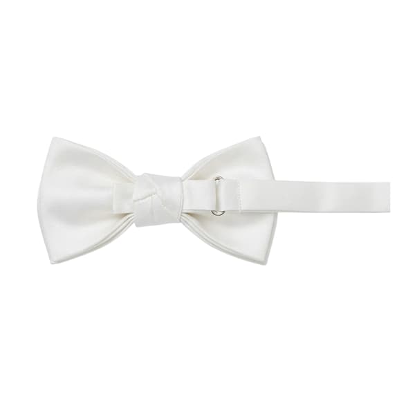Off White Enfärgad Formell Fluga i Satin