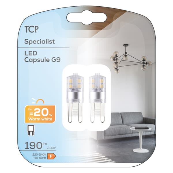 TCP G9 LED-kapsellampor (2-pack)