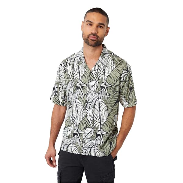 Threadbare Mens Leaf Print Relaxed Fit Shirt