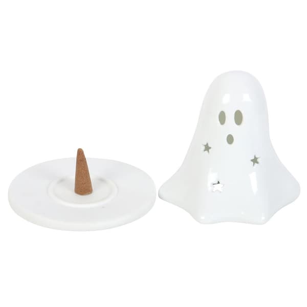 Something Different Ceramic Ghost Tealight And Incense Cone Holder