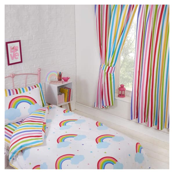 Bedding & Beyond Rainbow Striped Lined Curtains (Pack of 2)