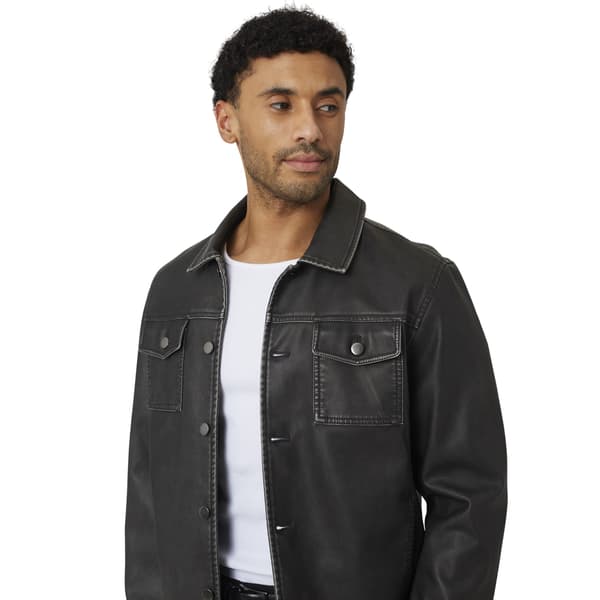 Brave Soul Mens Buttoned PU Shacket