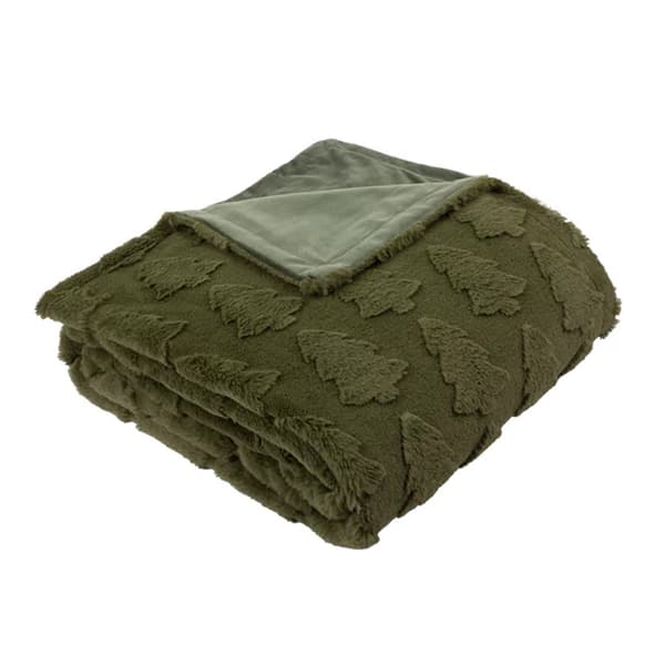 Furn Faux Fur Pine Tree Throw