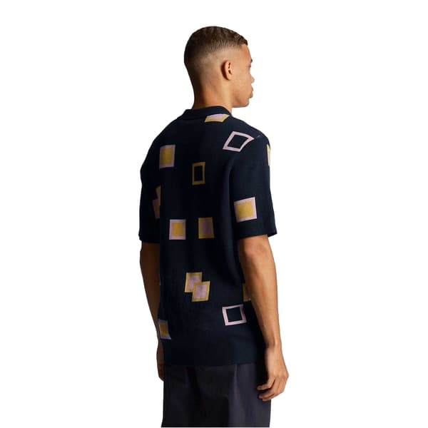Lyle & Scott Herr Square Stickad Regular Pikétröja