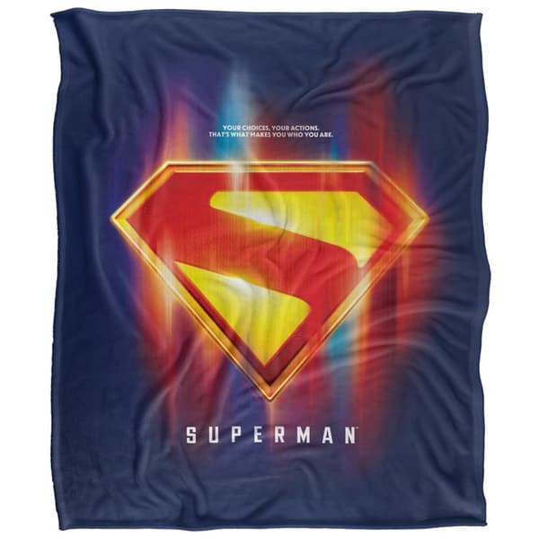 Superman 2025 Glowing Shield Choices Soft Touch Blanket