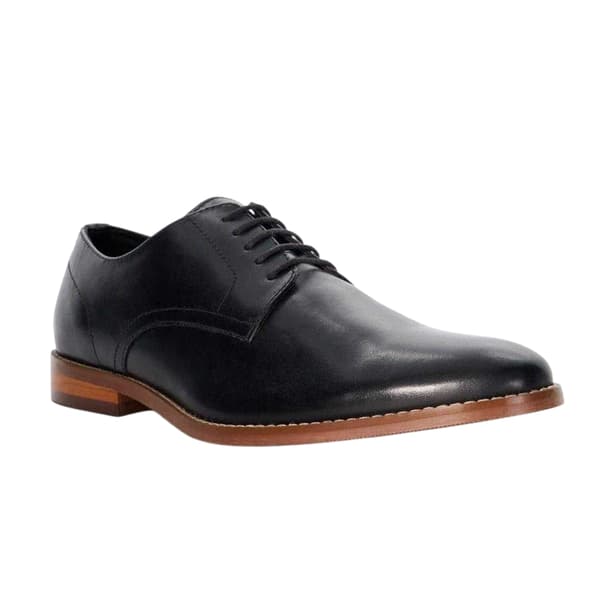 Dune London Mens Solomon Leather Stack Heel Derby Shoes
