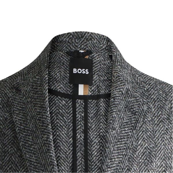 Boss Mens Herringbone Lapel Collar Blazer