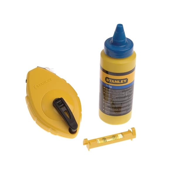 Stanley Hand Tools Chalk Line 30m, Blue Chalk & Level