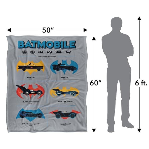 Batman Batmobiles Through The Years Logos Throw
