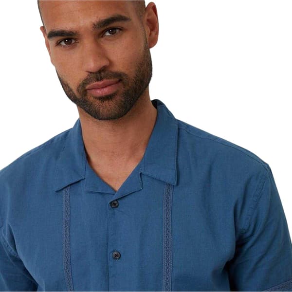 Threadbare Mens Embroidered Collared Short-Sleeved Bowling Shirt