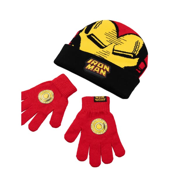 Iron Man Pojkar Logotyp Mössa & Handskar Set