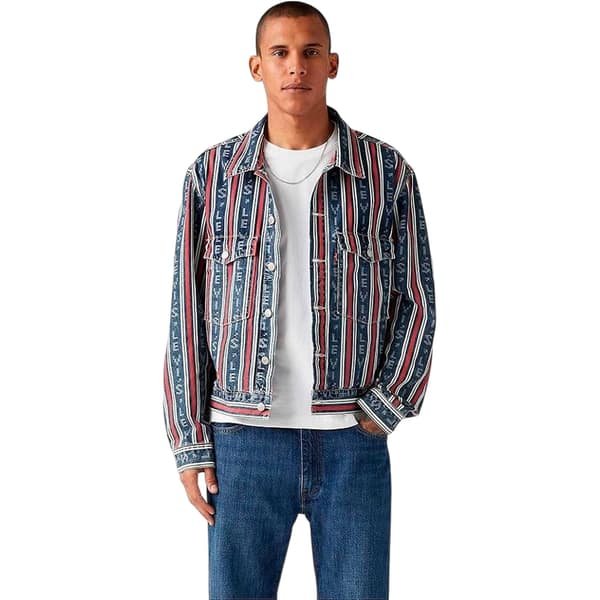Levis Herr Vertikalrandig Denim Truckerjacka