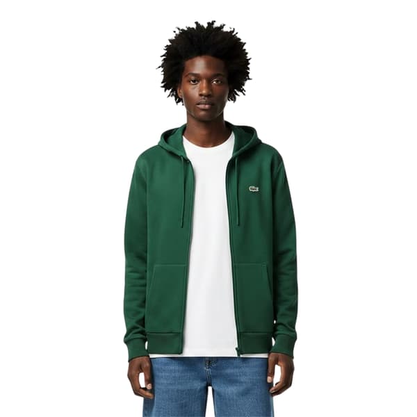 Lacoste Mens Basic Logo Cotton Blend Full Zip Hoodie