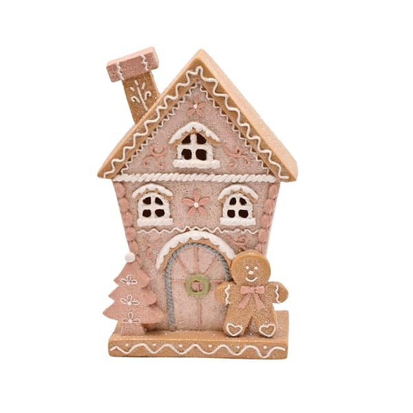 Tomten och vännerna lysande pepparkakshus - Rosa