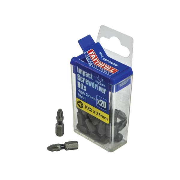 Faithfull Impact Screwdriver Bits, Pozidriv