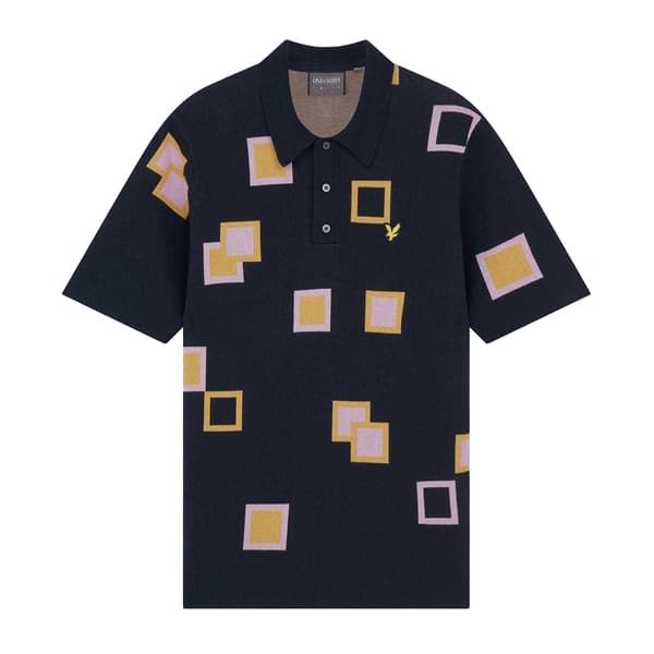 Lyle & Scott Herr Square Stickad Regular Pikétröja