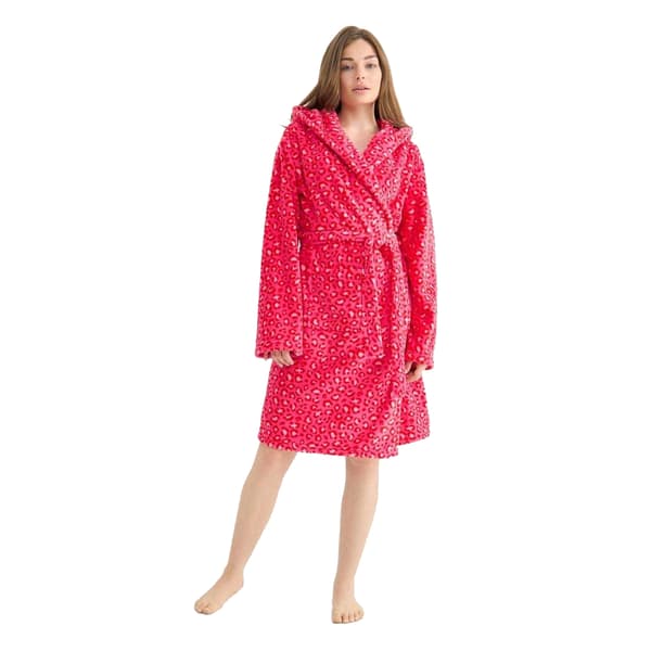 Urban Threads Dam/Kvinnor Leopardmönstrad Fleece Morgonrock
