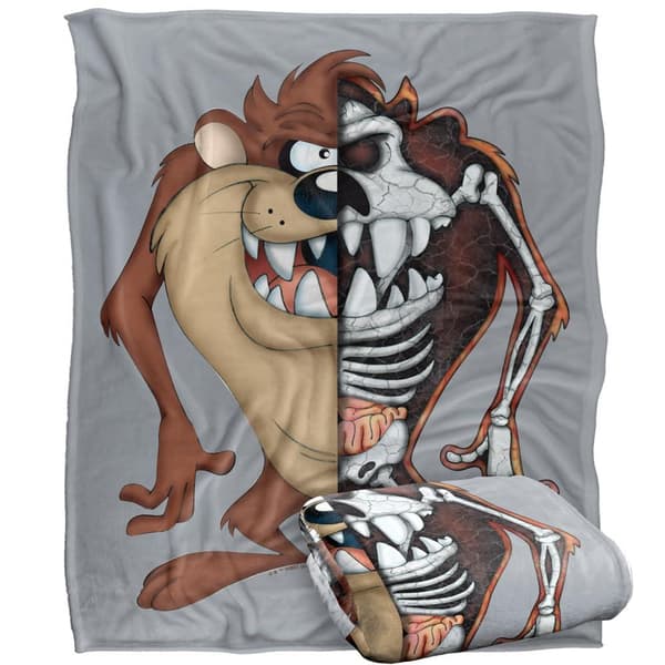 Looney Tunes Taz Half Skeleton Soft Touch Blanket