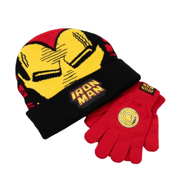 Iron Man Pojkar Logotyp Mössa & Handskar Set
