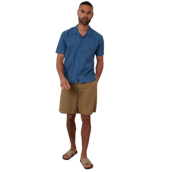 Threadbare Mens Embroidered Collared Short-Sleeved Bowling Shirt