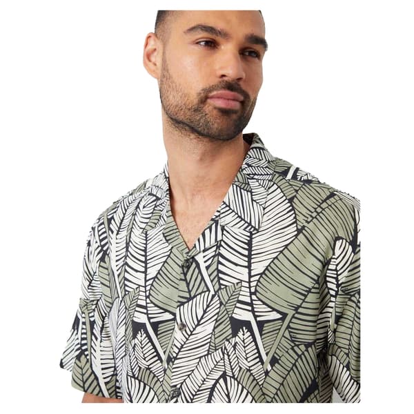 Threadbare Mens Leaf Print Relaxed Fit Shirt