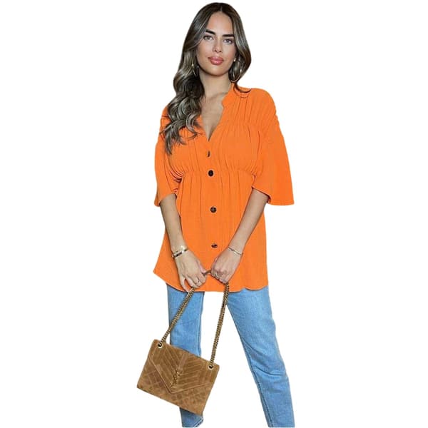 AX Paris Dam/Dam Ruched V-ringad Smocktopp