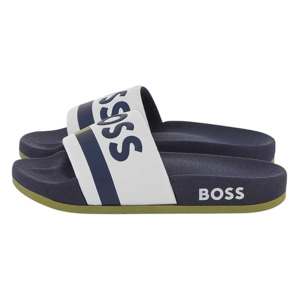 Boss Mens Stripe Leather Slides