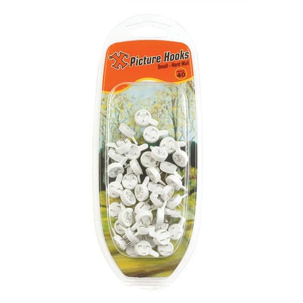 X Hard Wall Hooks Small White Nylon 40pk